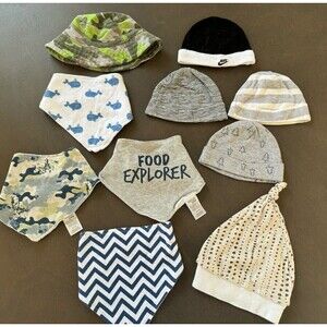 baby boy infant bundle beanie winter hat cotton breathable fashion BIBS 10 pcs
